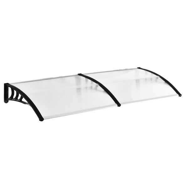 Outsunny Pultvordach Vordach für Haustür 75x195x23 cm Überdachung 5mm Polycarbonat Sonnenschutz Regenschutz für draußen Alu Transparent