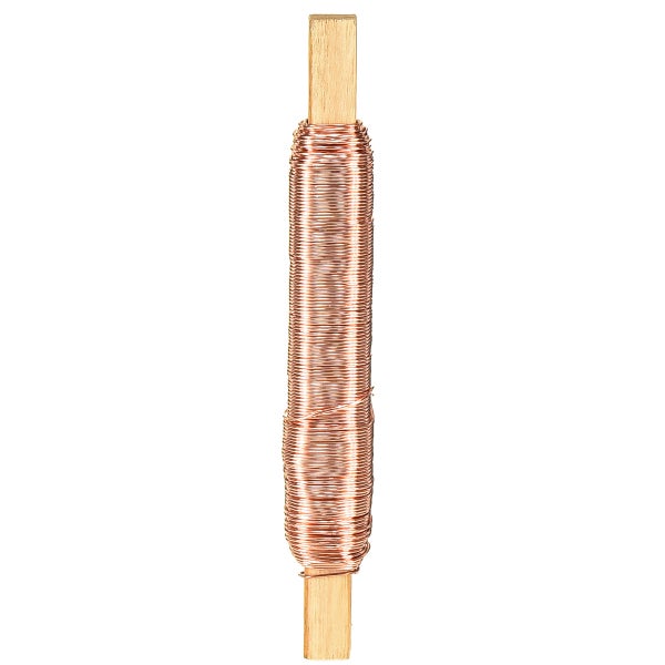 Wickeldraht aus Kupfer auf einem Holzstab für Floristik und Bastelarbeiten.