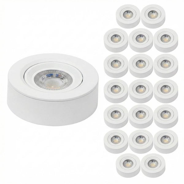 Set mit 20 runden weißen LED Einbaustrahlern für den Innenbereich.