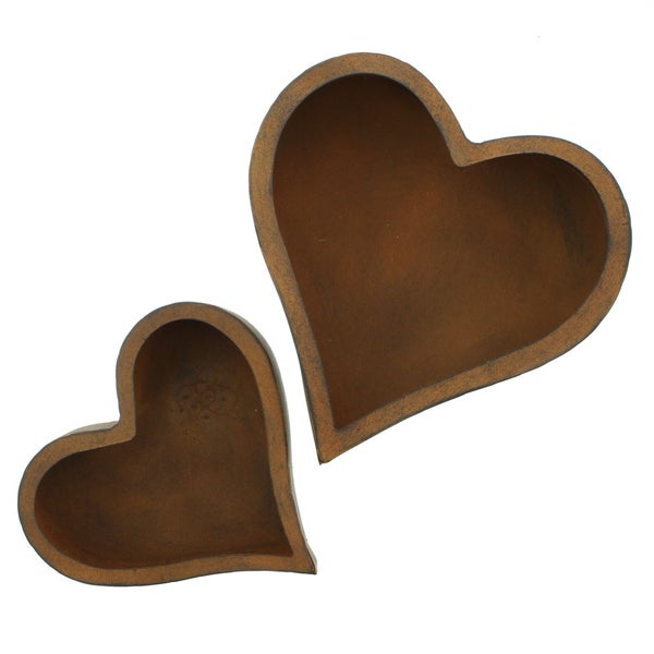 FRANK FLECHTWAREN | Pflanzer Rostherz, 2er Set, METALL, 18 x 5 x 17 cm, 23 x 6 x 23 cm