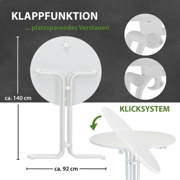 Set Stehtisch klappbar Ø 80 cm in Weiß & Husse Anthrazit bügelfrei für Gastrotisch Bistrotisch