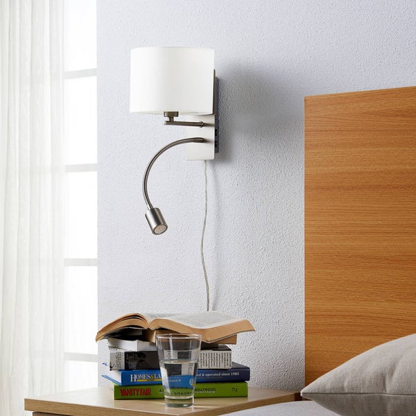 Lindby Wandleuchte, Wandlampe Innen Florens (Modern) in Alu aus Textil (1 flammig E14) - Wandleuchten Wandstrahler Wandbeleuchtung Schlafzimmer / Wohnzimmer Wohnzimmerleuchte
