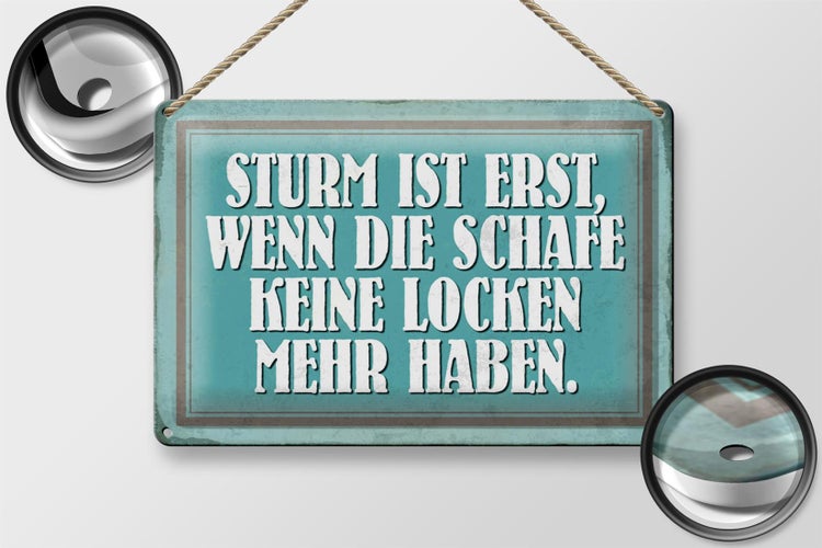 Blechschild Spruch 30x20cm Sturm wenn Schafe keine Locken