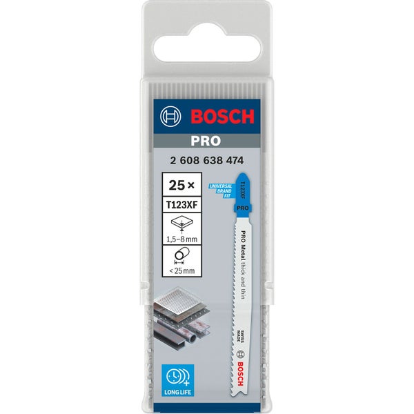 Bosch PRO Metal thick and thin T123XF Stichsägeblatt 100 mm 25-tlg. - 2608638474