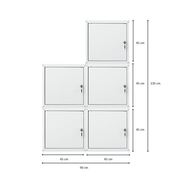 PROREGAL Mega Deal 5x Schließfachwürfel Cubic XL HxBxT 45 x 45 x 45 cm Grau