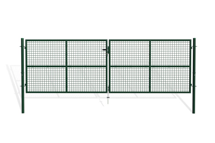 OLGA Doppelflügeltor für Stabmattenzaun 4m  Breite 406 x Höhe 131 cm Moosgrün, inkl. Griff, Schloss und Schlüssel I Gartenpforte Einfahrtstor Hoftür