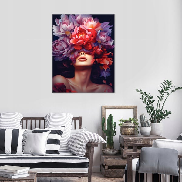 Leinwandbild Abstrakt Frau Blumen Modern Bilder Wohnzimmer 100X70 cm