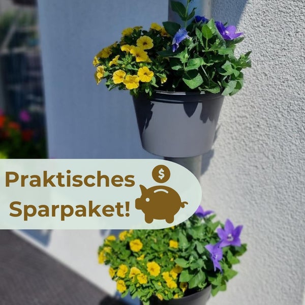 4x Fallrohr Blumentopf Fallrohr Blumentopf für Regenrohr Regenrinne Säule Pfosten Abflussrohr Hängetopf Pflanztopf Pflanzgefäß Grau 22x22x15 cm
