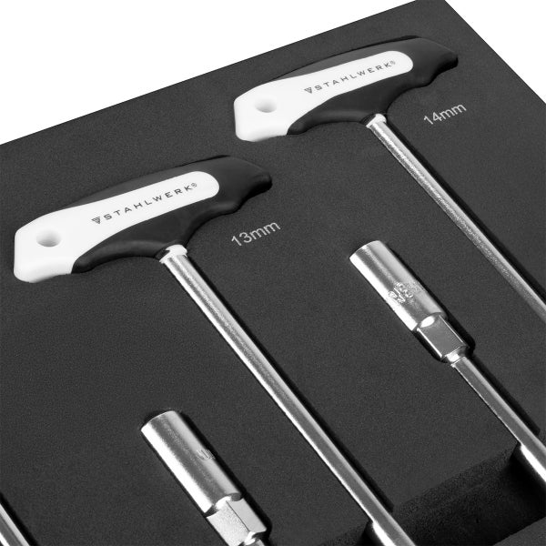 Stahlwerk T-Griff Steckschlüsselsatz mit 13 Millimeter und 14 Millimeter Größen