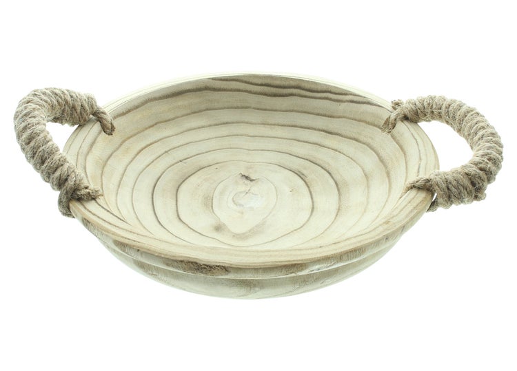FRANK FLECHTWAREN | Holzschale Geflammt, PAULOWNIA, 25 x 25 x 6 cm