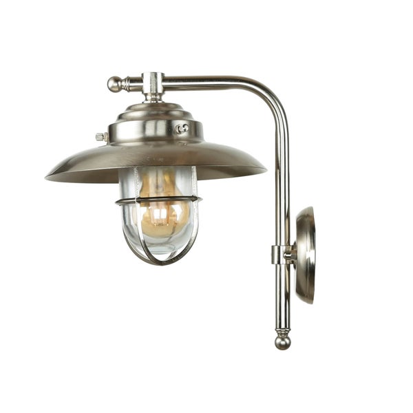 Wandleuchte mit Metallschirm und transparentem Lampenglas