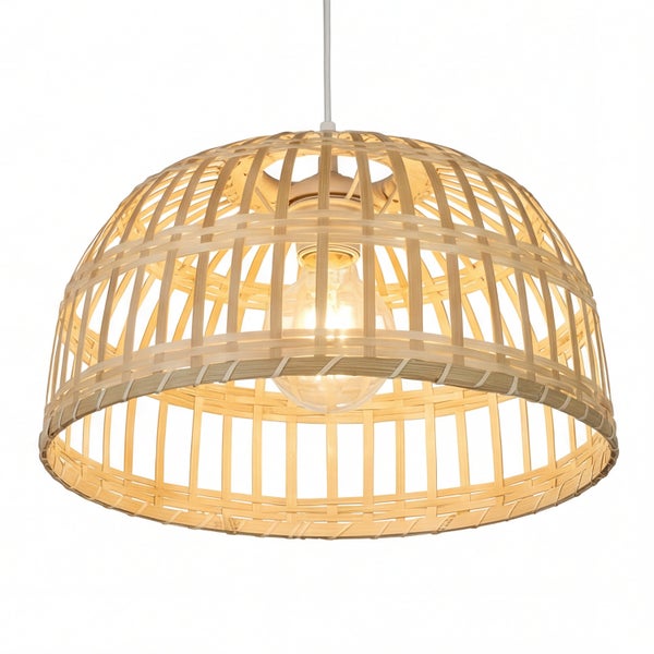 Pendelleuchte mit Schirm aus Bambus