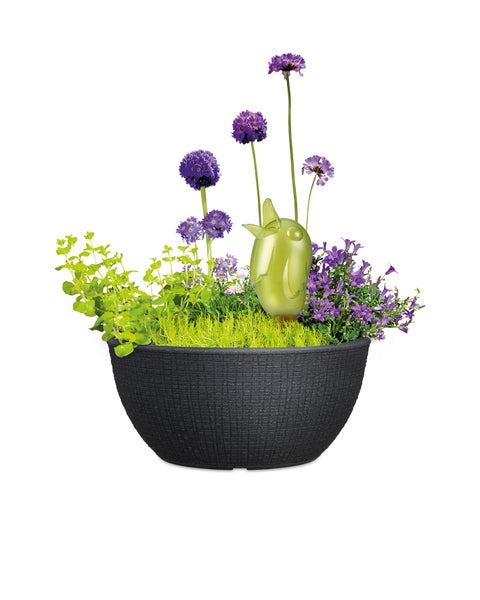 Scheurich Barceo Bowl 40, Pflanzschale/Blumentopf/Pflanzenschale, rund,  aus Kunststoff Farbe: Stony Black, 39 cm Durchmesser, 18 cm hoch, 14,5 l Vol.