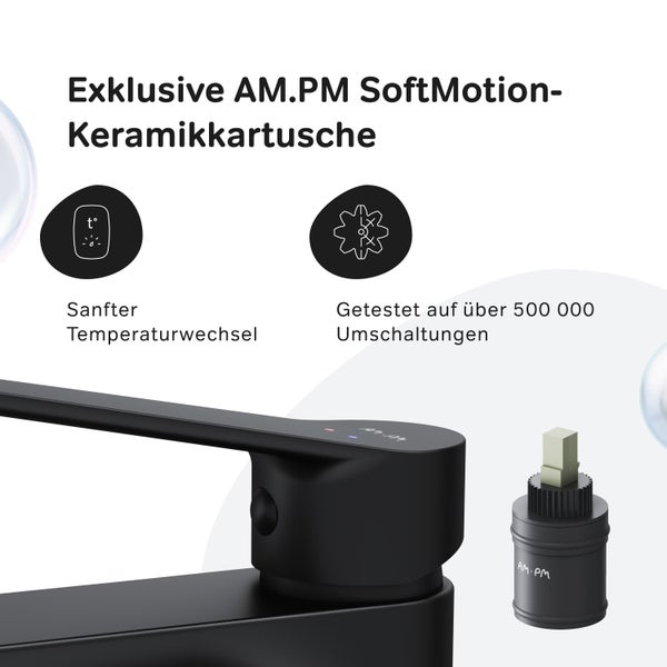AM.PM Waschtischarmatur mit Einhebelmischer mit Klick-Ablaufgarnitur FTA82122 Hit Schwarz matt