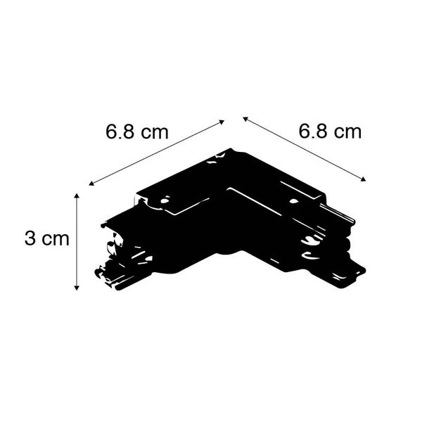 L-Verbinder für 3-Phasenschiene schwarz links - 3-phasig