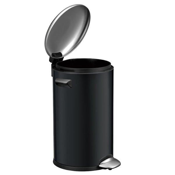 PROREGAL Retro Treteimer Mit Markanten Griffen und Kugelkappe 20 Liter HxØ 48,5 x 29,2 cm Kunststoff Inneneimer Schwarz