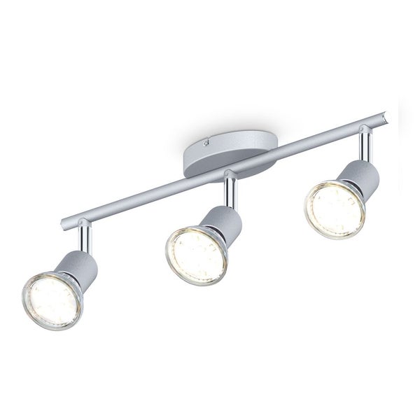 Deckenstrahler - 9W, 750lm, LED, schwenkbar, GU10, 3-flammig, warmweiß, silberfarbig