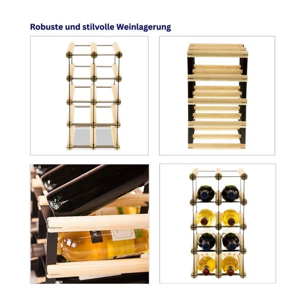 PROREGAL Modulares Weinregal Vinotega Mod Metal HxBxT 42,5 x 22,5 x 24,5 cm 2 x 4 Flaschen Massives Kiefernholz Braun Geölt