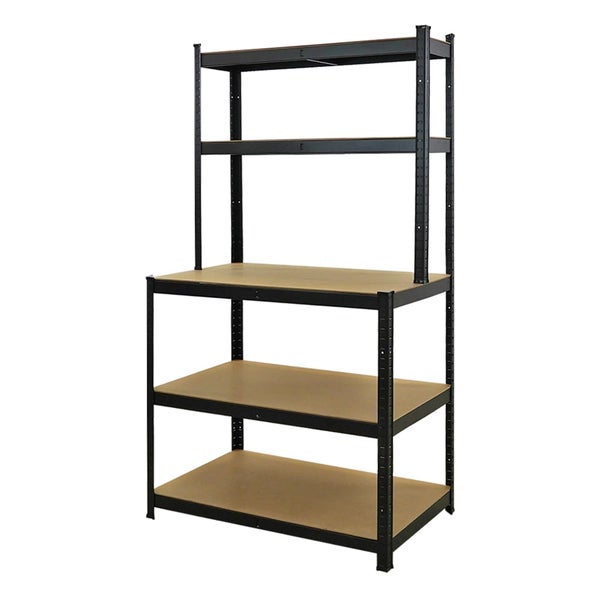 PROREGAL Mega Deal 5x Profi Werkbank GIANT BEAST HxBxT 180x100x60cm Fachlast 175kg Schwarz, Werkbankregal, SArbeitstisch