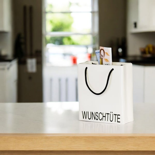 Spardose GILDE WUNSCHTÜTE Gelddose weiß Höhe 14cm Porzellan