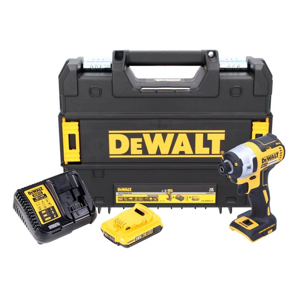 DeWALT Akku-Schlagschrauber Set mit 18 Volt Akku, Schnellladegerät und Transportkoffer.