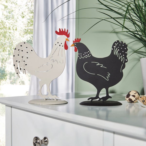 FRANK FLECHTWAREN|Figur Black & White, 2er Set, 11,5 x 6 x 13 cm, 13 x 6 x 16 cm, METALL