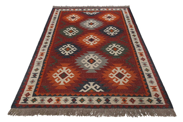 Kelim Teppich Rot aus Wolle Blancard Green Looop 240x340 cm