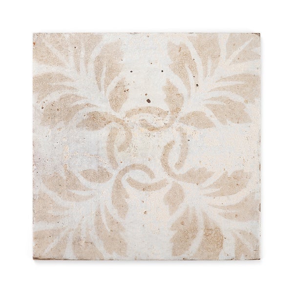 Quadratische Fliese mit ornamentalem Blattmuster im Vintage Stil