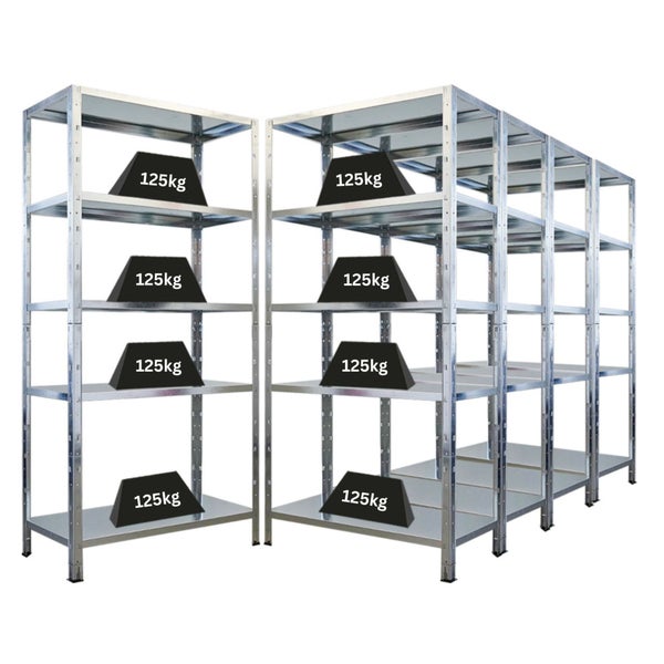 Mehrere Metallregale mit einer Traglast von je 125 kg