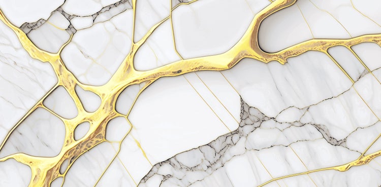 Marmorstruktur mit goldenen Akzenten