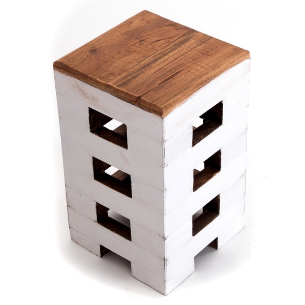 Hocker BRICK 48 Mahagoni Massivholz 06 weiß-landhaus