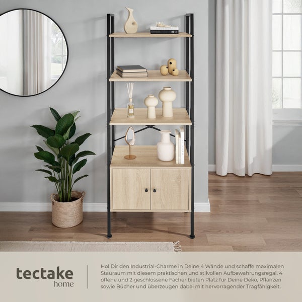 Bücherregal mit vier offenen Regalböden und einem Schrankfach von tectake home
