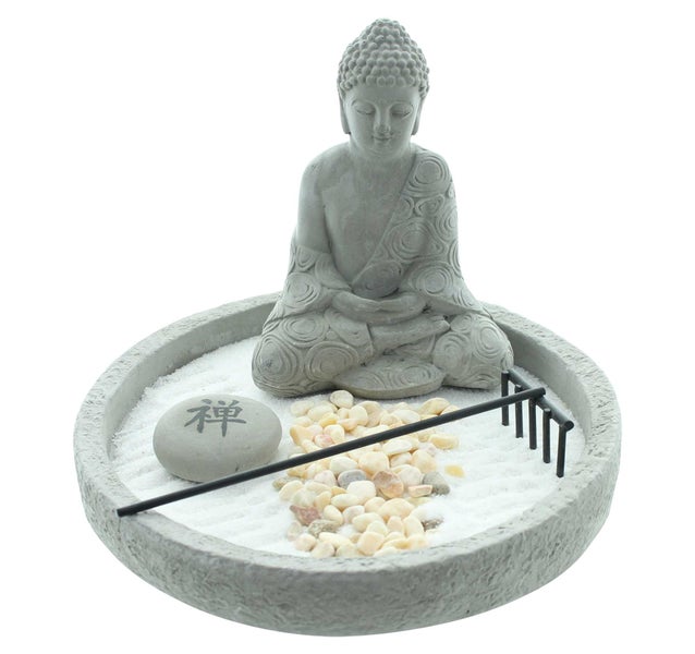 FRANK FLECHTWAREN | Buddha Zen-Garten, ZEMENT, METALL, STEIN, SAND, 17,5 x 17,5 x 13 cm