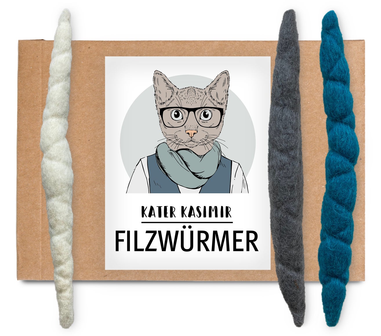 3 handgerollte Filzwürmer aus reiner Schurwolle. Von Hand und mit Liebe in Deutschland gefertigt. Als Spielball für Katzen aus Filz