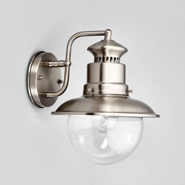 Lindby Edelstahl Wandlampe aussen, Aussenwandleuchte Laternenlook spritzwassergeschützt IP44 1x E27 max. 60W ohne Leuchtmittel Aussenleuchte