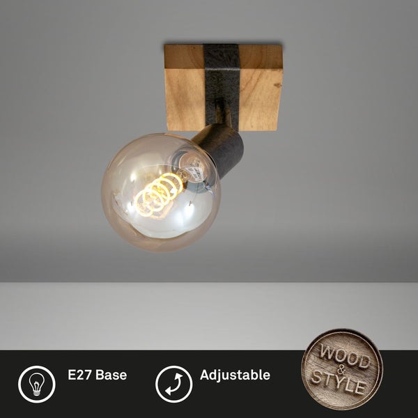 Wandspot Wandlampe retro dreh-& schwenkbar 1xE27 Metall-Holz 25W Briloner