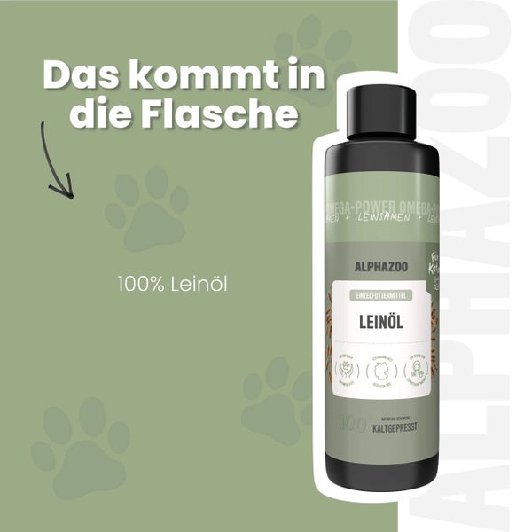 AlphaZoo Leinöl in einer Flasche, ein Einzelfuttermittel für Katzen