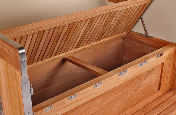 Strandkorb Westerland XXL Teak Bullauge PE shell Dessin 534
