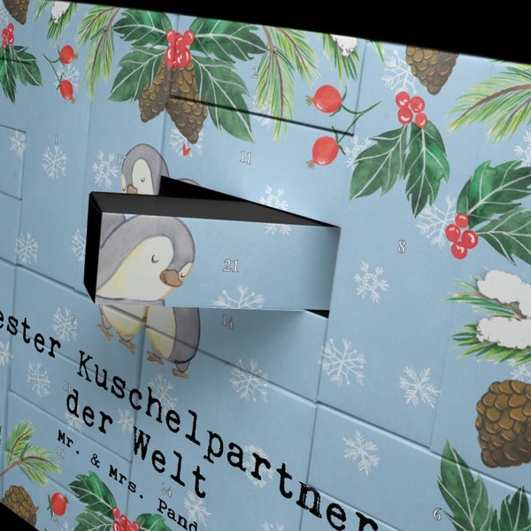 Mr. & Mrs. Panda Befüllbarer Adventskalender Pinguin Bester Kuschelpartner der Welt - Blau Pastell