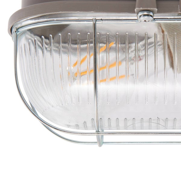 PRIOS Wandleuchte außen Kirgo (spritzwassergeschützt (Vintage, Industriell) in Alu (1 flammig E27) - Außenwandleuchten Wandlampe Led Außenlampe Outdoor für
