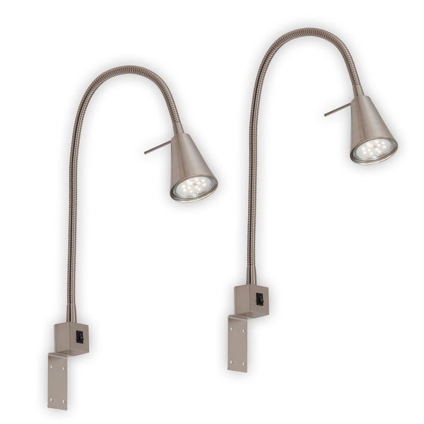 2 x LED Flexible Wandleuchte Leselampe mit Schalter GU10 5W 400lm Matt Nickel