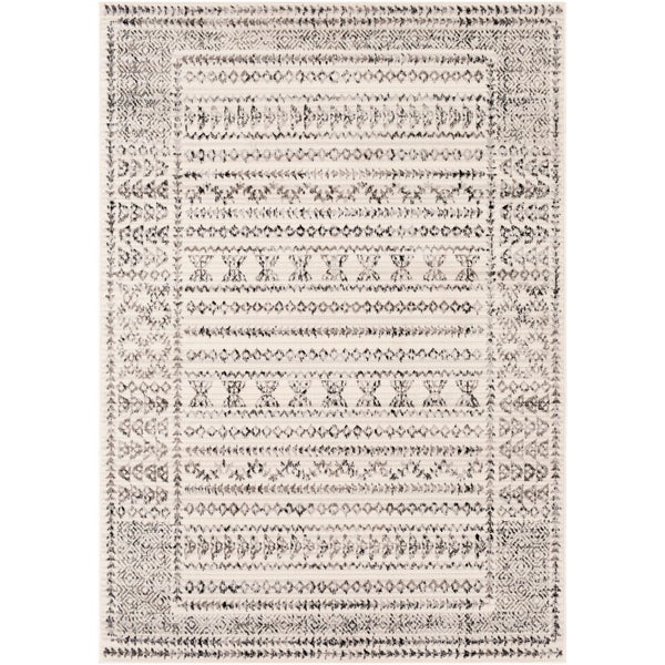 Skandinavischer Boho Teppich Weiß/Schwarz 152x213 cm OLIMPIA
