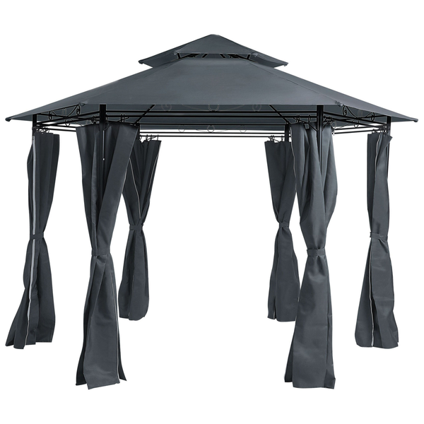 Pavillon PORTEL Metall 350 cm 350 cm Graphitgrau