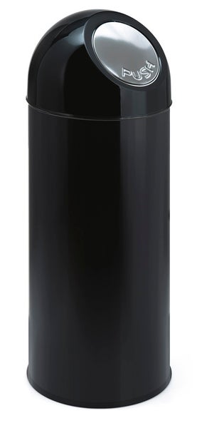 PROREGAL Klassischer Abfallbehälter Mit Pushdeckel und Inneneimer 55 Liter HxBxT 84 x 31 x 31 cm Metall Schwarz