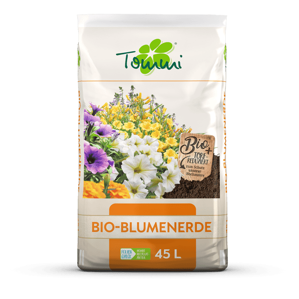 45 Liter Sack Tommi Bio-Blumenerde, torfreduziert.