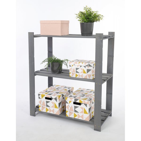 PROREGAL Holzregal Pinepeak HxBxT 90 x 80 x 38 cm 3 Fachboden 1,2 cm Dickes Kiefernholz Grau