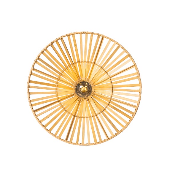 Runde Deckenleuchte aus Bambus mit Lampenfassung