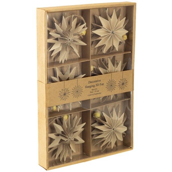Dekorative 3D Papiersterne zum Aufhängen, 6er Set, Größe 10 cm