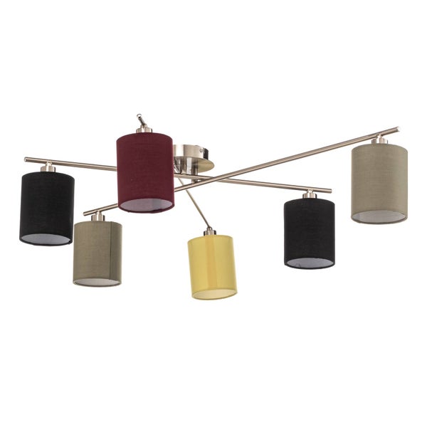 Lindby Deckenlampe Pellinora (Modern) aus Metall (6 flammig, E14) - Textil Deckenleuchte Lampe Wohnzimmerleuchte