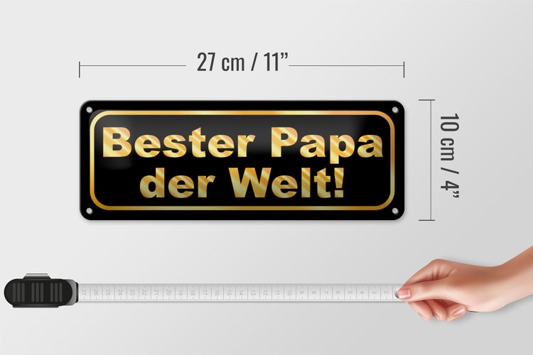 Blechschild Spruch 27x10cm Bester Papa der Welt Dekoration